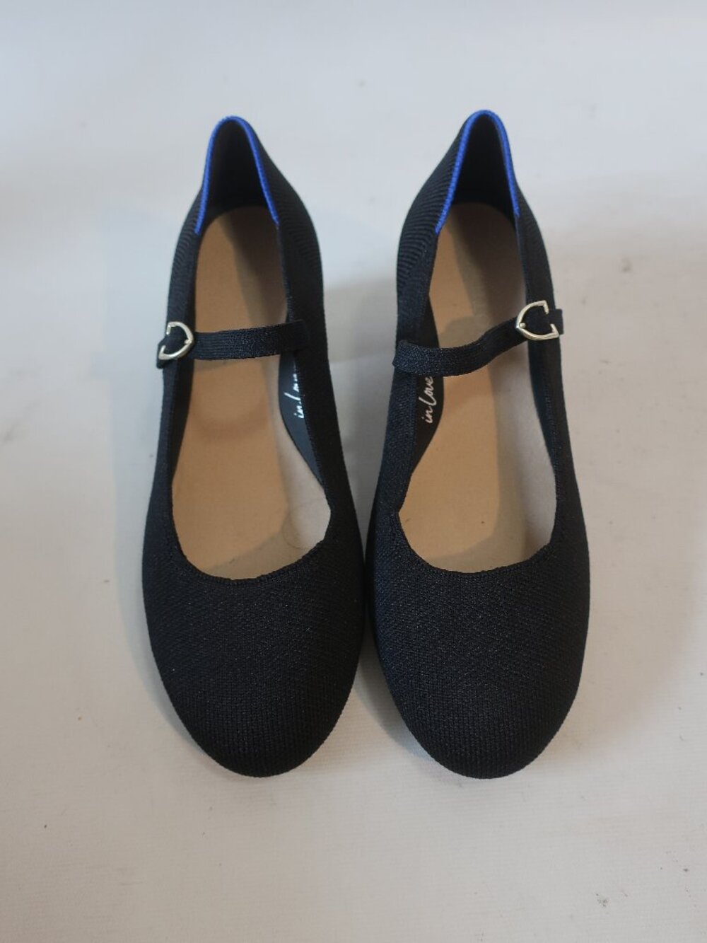 Womens Rothy's Black Knit Fabric Mary Jane Pumps 7.5